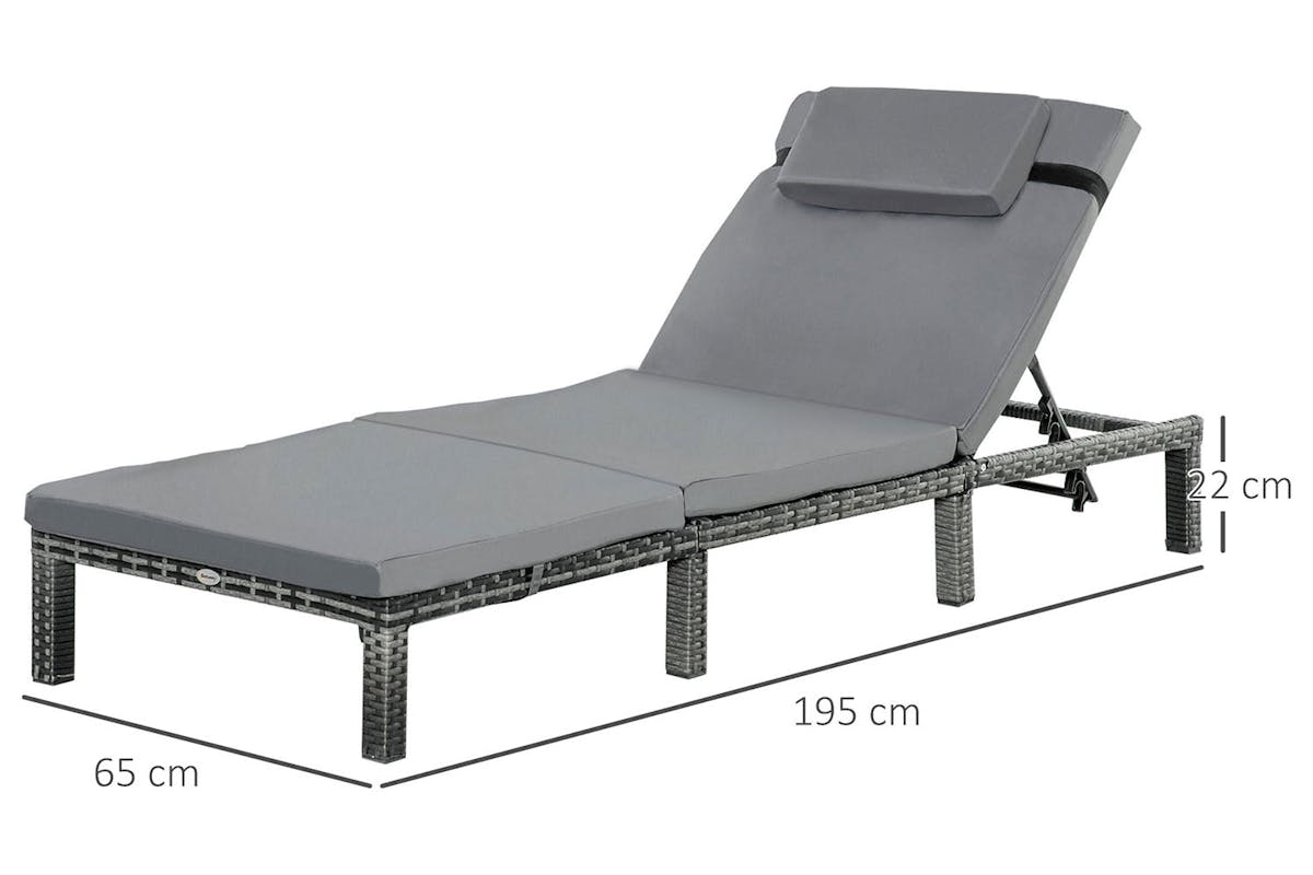 Outsunny Sun Lounger with Soft Padded Cushion | Grey-5
