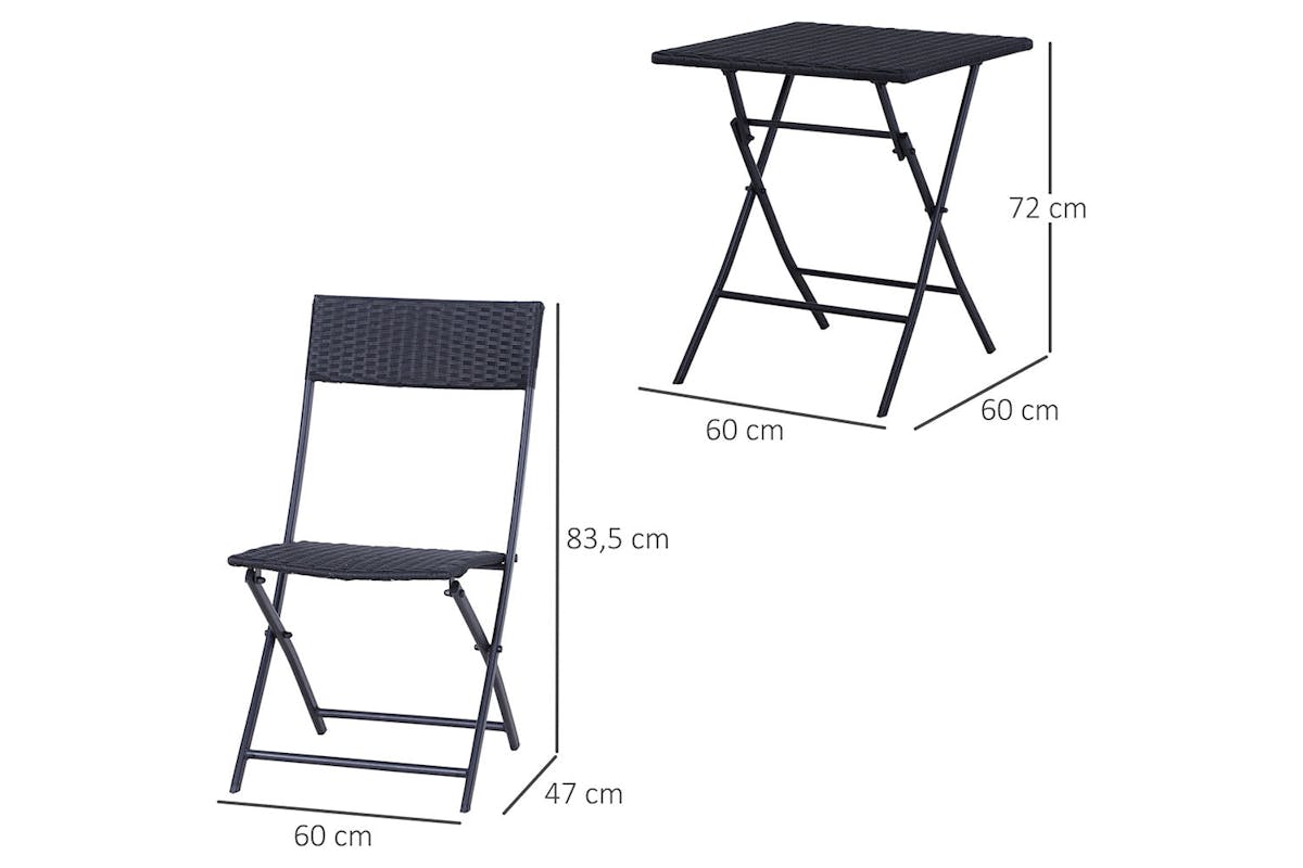 Outsunny Rattan Wicker Bistro Set Table and Chair Set | Black | 3 Pieces-8