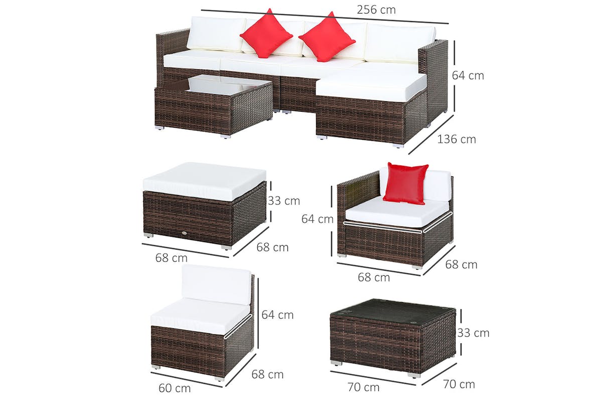 Outsunny Rattan Furniture Set | Brown/Milk White-5