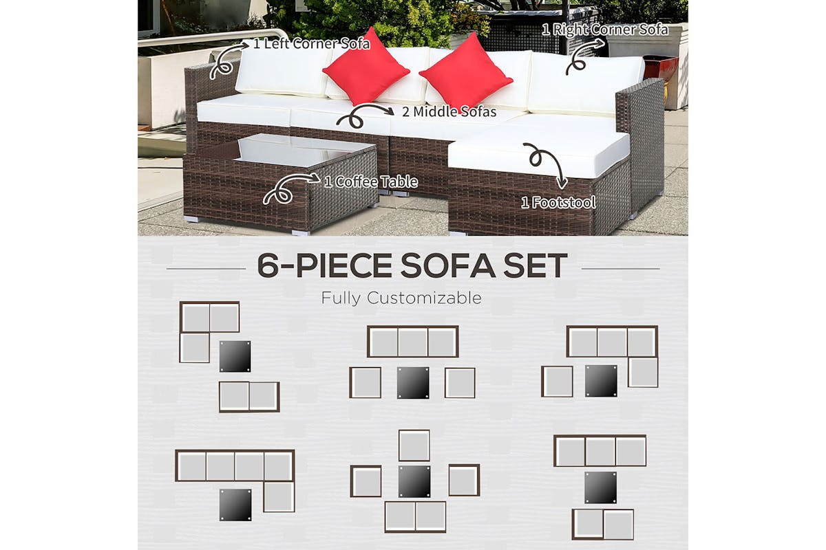 Outsunny Rattan Furniture Set | Brown/Milk White-6