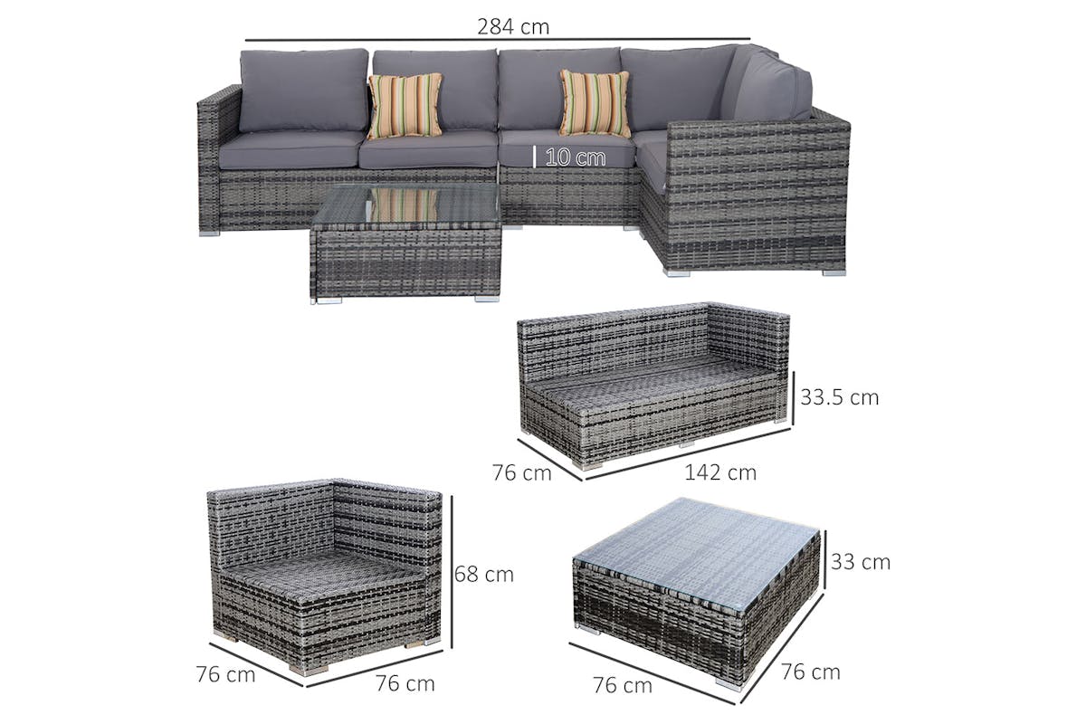 Outsunny Corner Sofas with Coffee Table | Grey-5