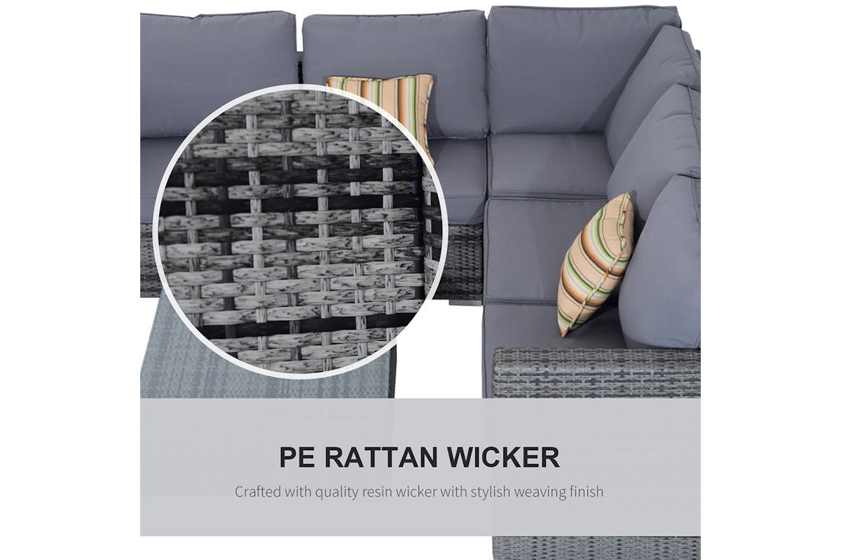 Outsunny Corner Sofas with Coffee Table | Grey-7