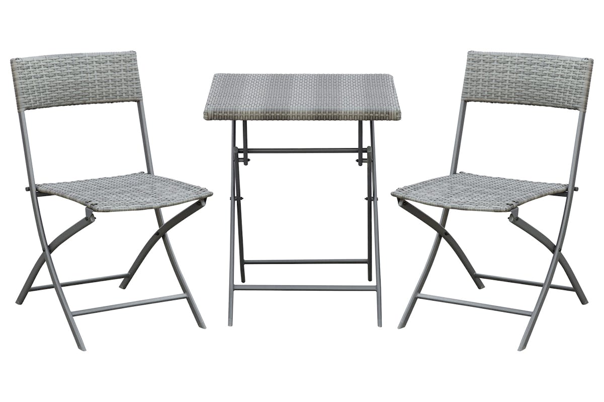 Outsunny Rattan Bistro Set Garden Patio Table & Chair | Grey | 3 Pieces
