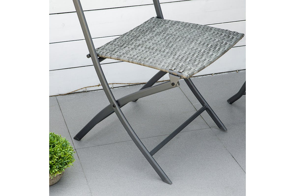 Outsunny Rattan Bistro Set Garden Patio Table & Chair | Grey | 3 Pieces-7