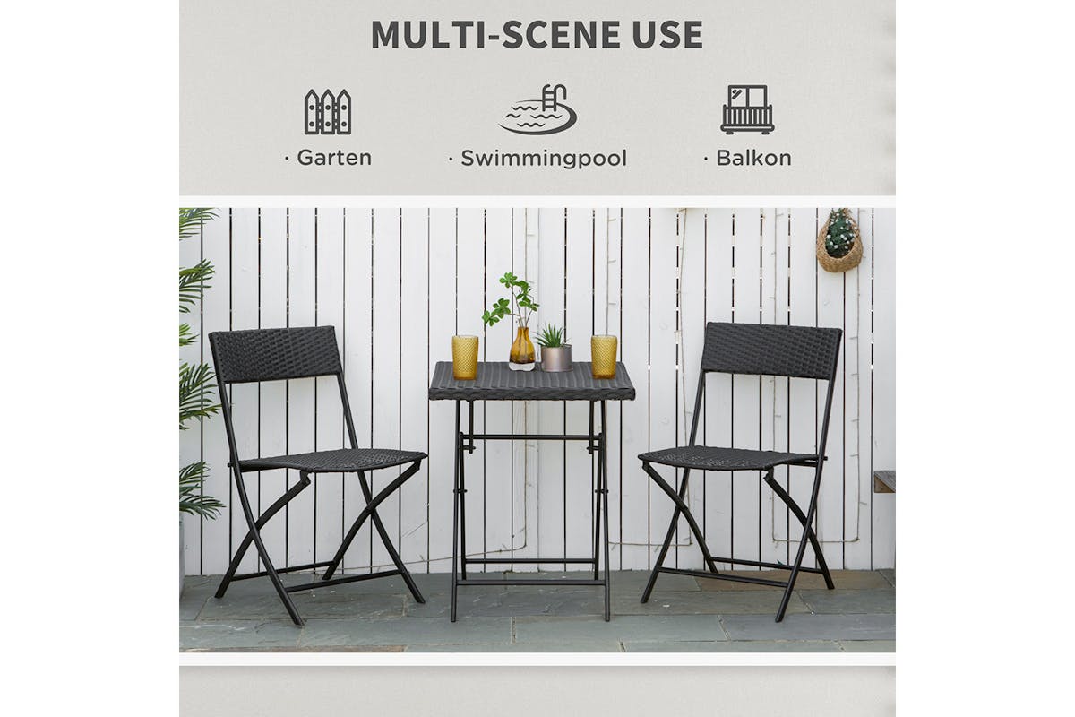 Outsunny Rattan Wicker Bistro Set Table and Chair Set | Brown | 3 Pieces-3