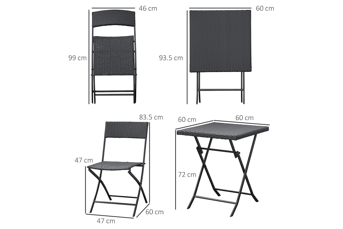 Outsunny Rattan Wicker Bistro Set Table and Chair Set | Brown | 3 Pieces-8