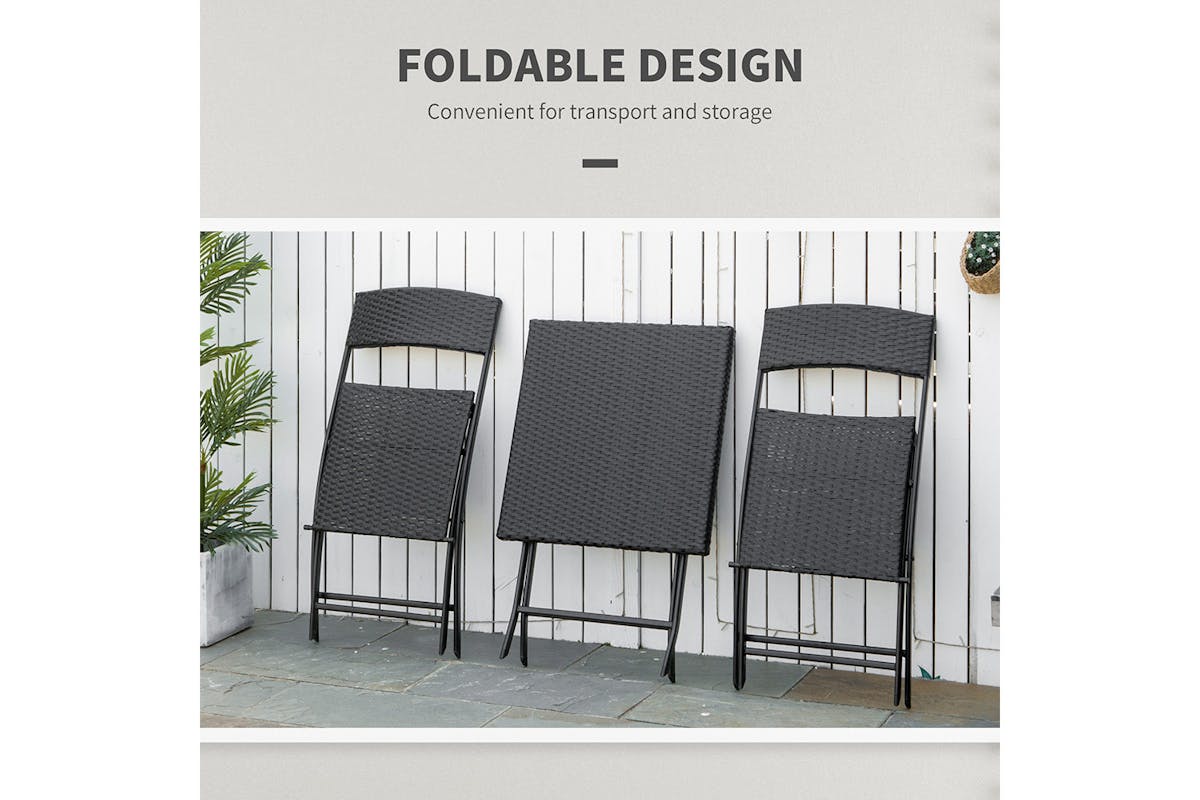 Outsunny Rattan Wicker Bistro Set Table and Chair Set | Brown | 3 Pieces-5