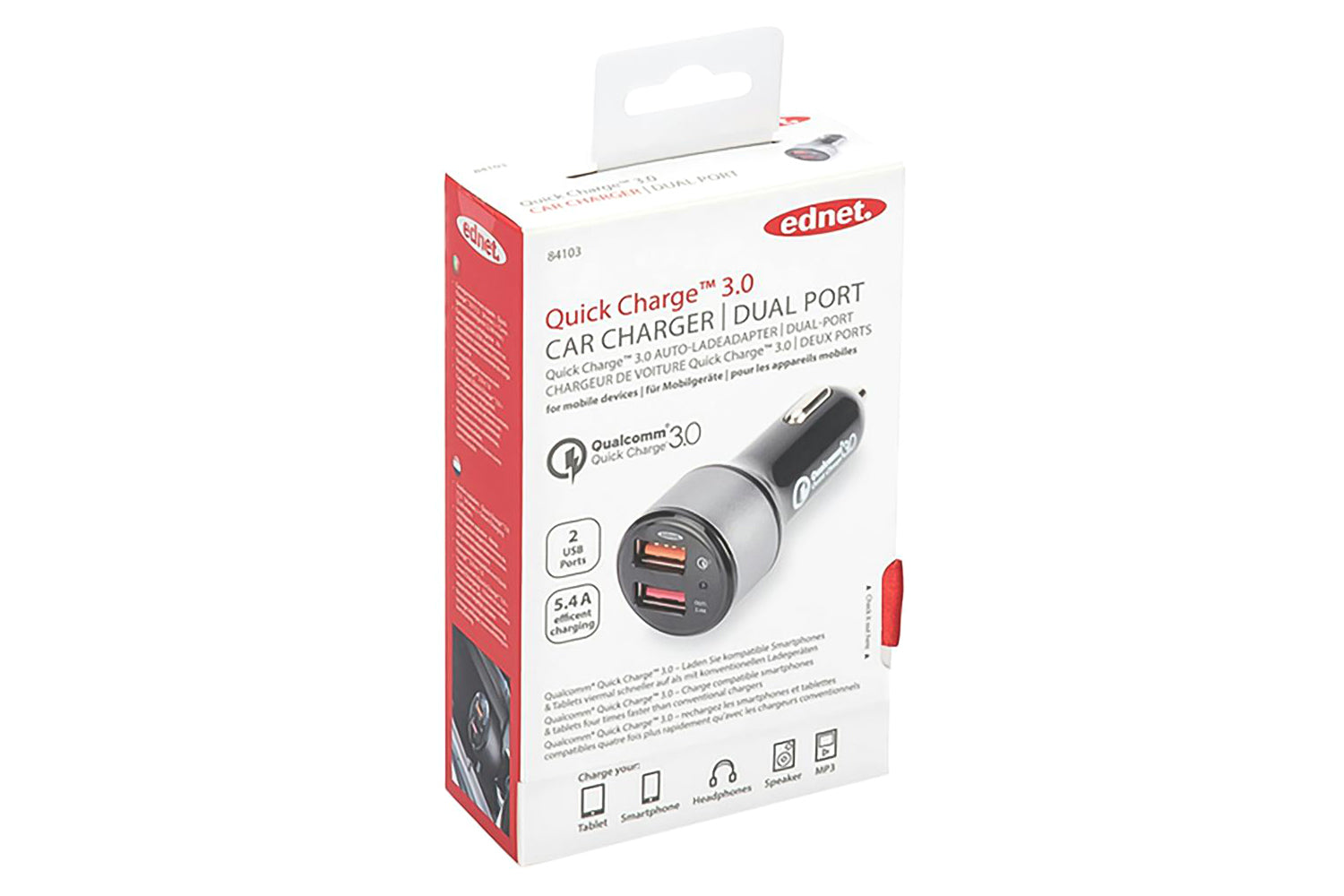 Ednet 3.0 Dual Port Quick Car Charger-6