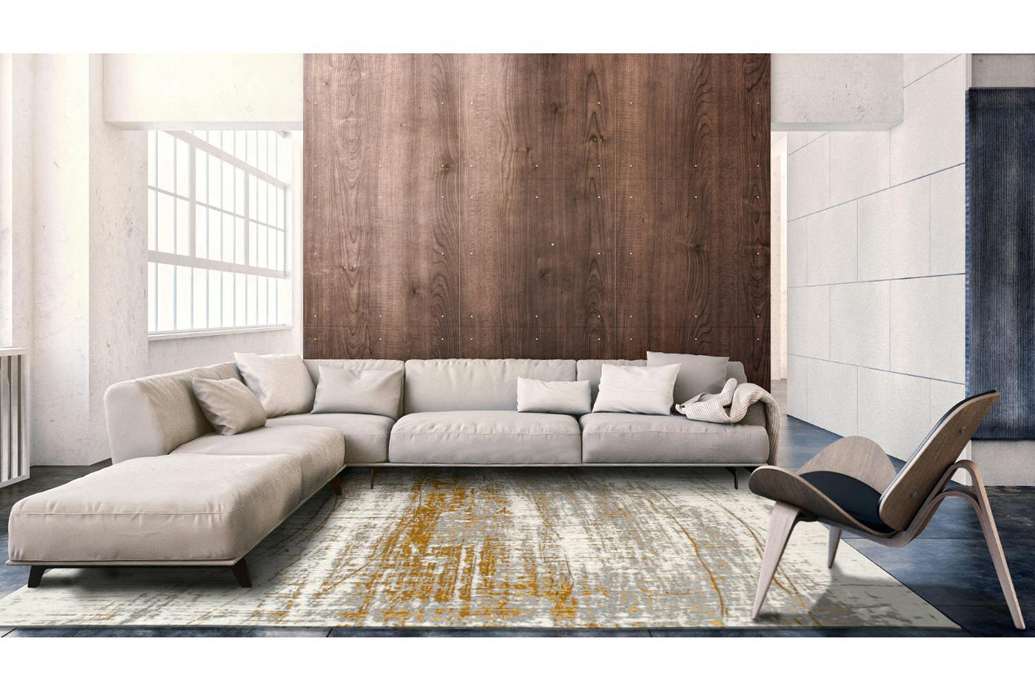 Louis De Poortere | Griff Columbus Gold Eco Rug | Gold/Grey | 170 x 240 cm-2