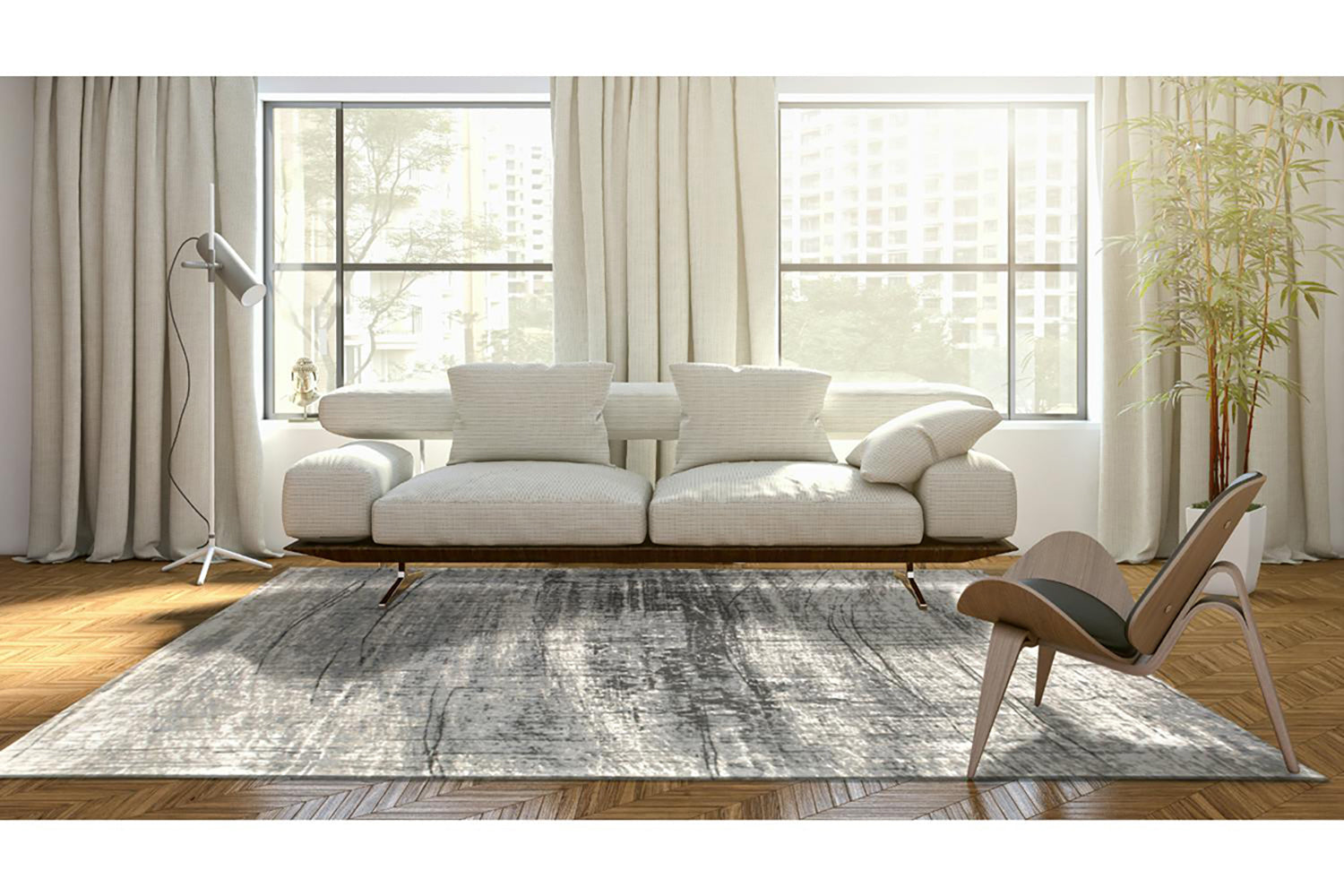 Louis De Poortere | Griff Jersey Stone Eco Rug | Grey/Black | 140 x 200 cm-9
