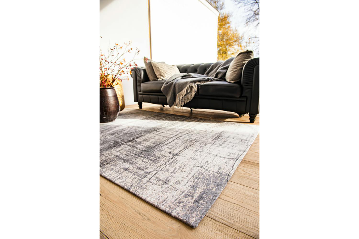 Louis De Poortere | Griff Jersey Stone Eco Rug | Grey/Black | 170 x 240 cm-13