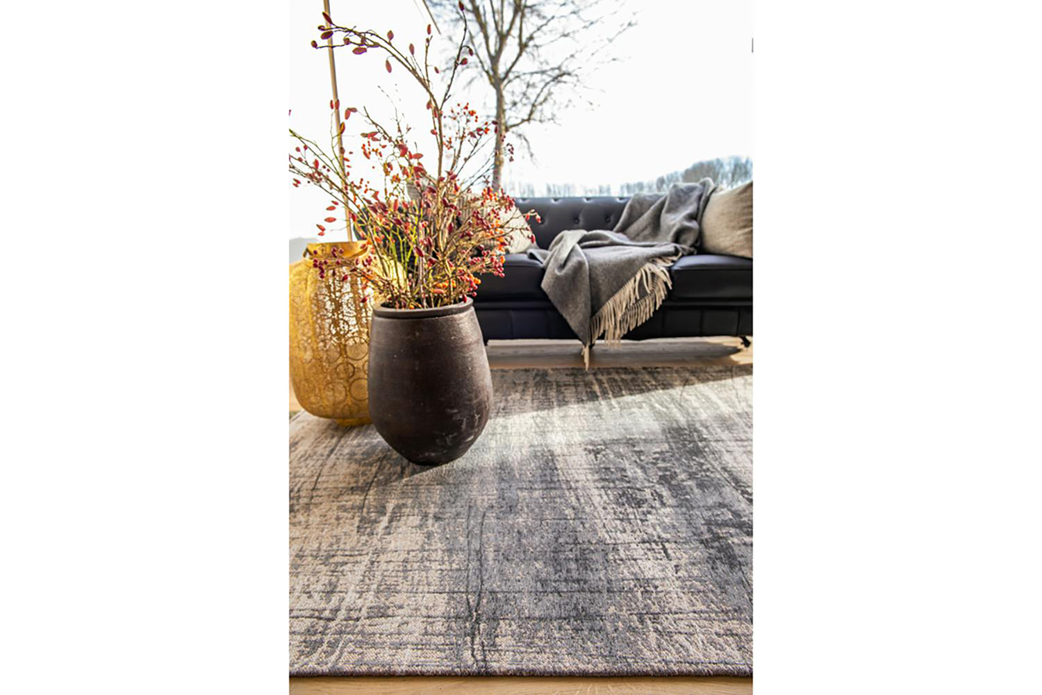 Louis De Poortere | Griff Jersey Stone Eco Rug | Grey/Black | 170 x 240 cm-14