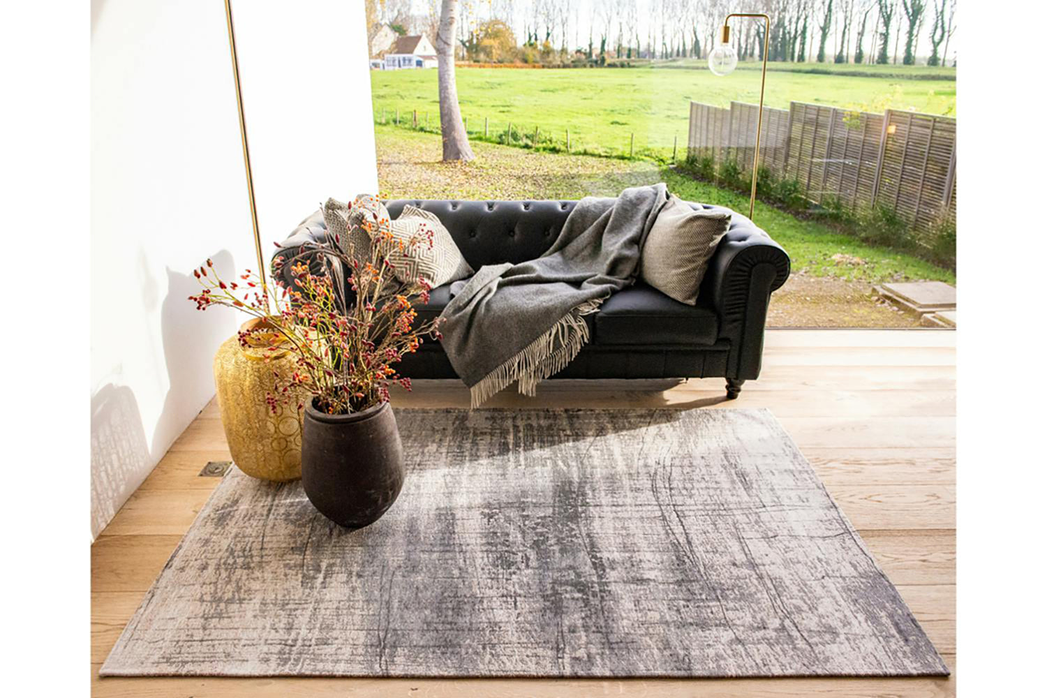 Louis De Poortere | Griff Jersey Stone Eco Rug | Grey/Black | 170 x 240 cm-15