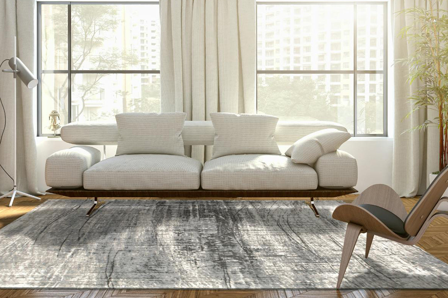 Louis De Poortere | Griff Jersey Stone Eco Rug | Grey/Black | 200 x 280 cm-9