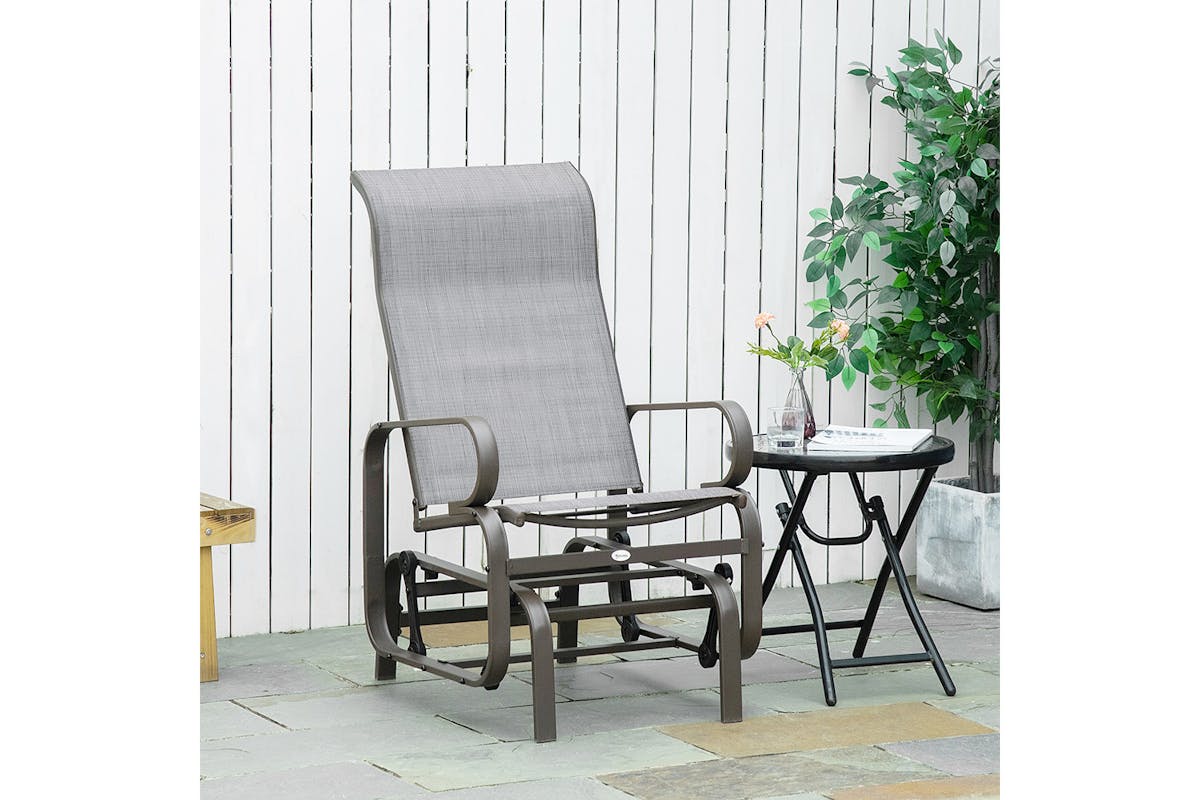 Outsunny Gliding Rocking Chair | Grey-2
