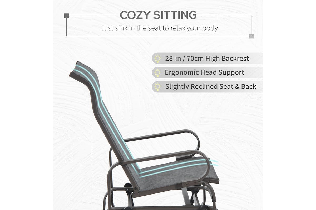 Outsunny Gliding Rocking Chair | Grey-4