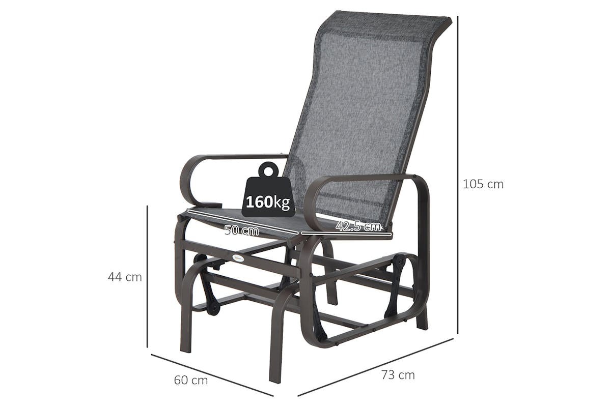 Outsunny Gliding Rocking Chair | Grey-8