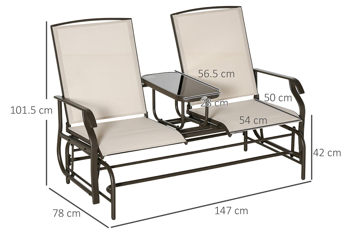 Outsunny 2 Seater Glider Rocking Chair | Brown/Khaki-8