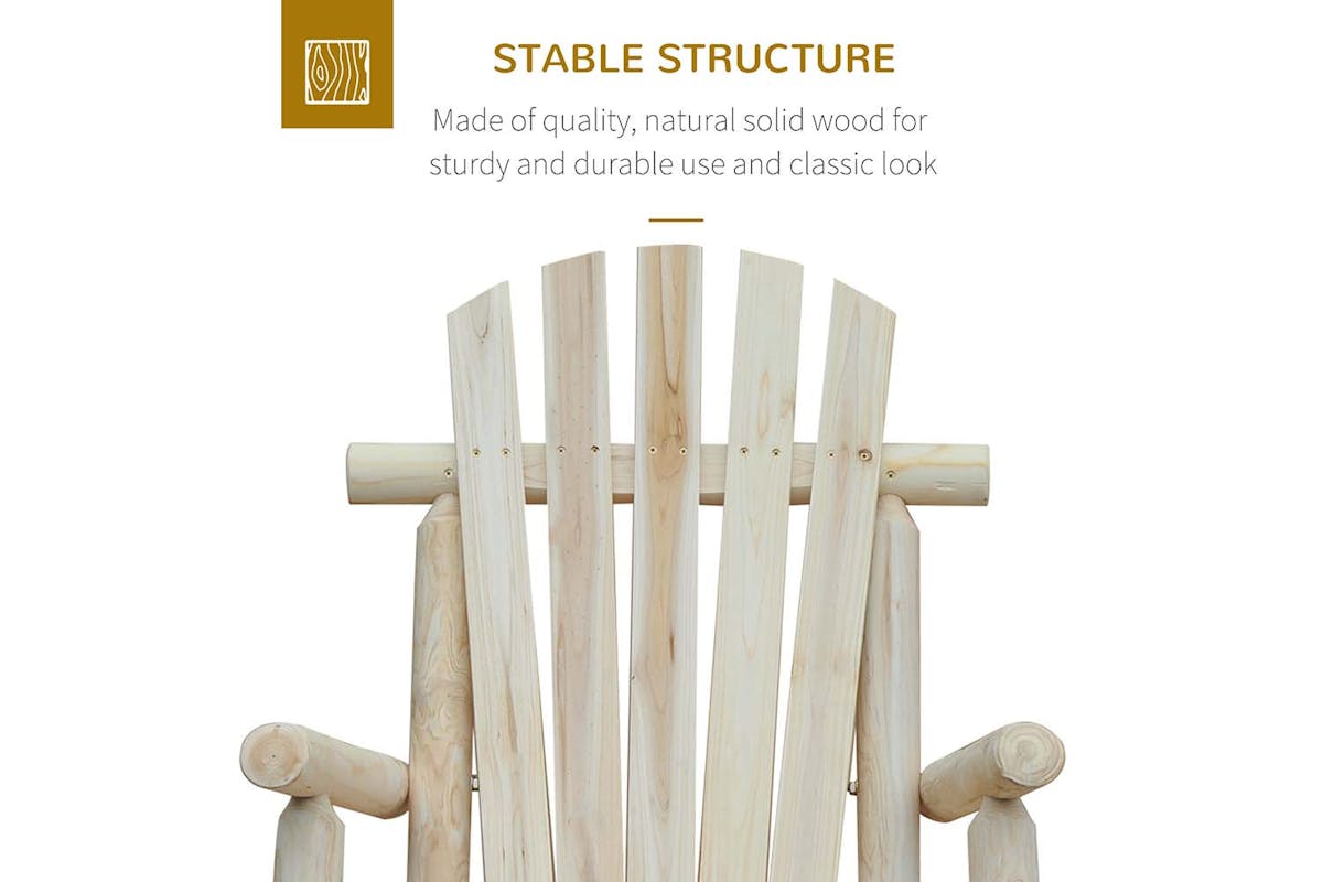 Outsunny Cedar Wood Rocking Armchair | Burly Wood-4