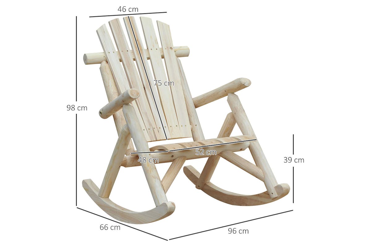 Outsunny Cedar Wood Rocking Armchair | Burly Wood-5