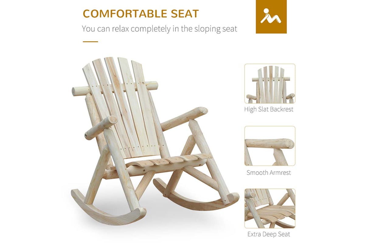 Outsunny Cedar Wood Rocking Armchair | Burly Wood-6