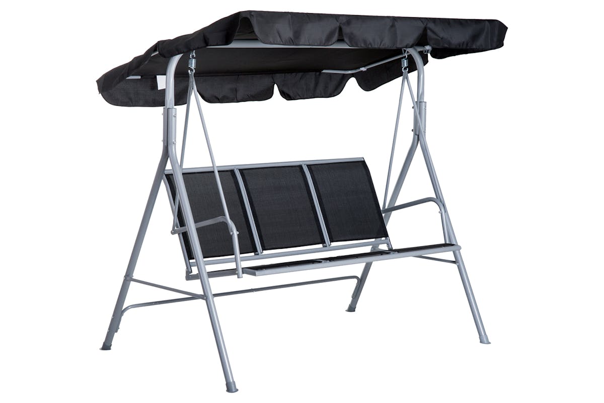 Outsunny 3 Seater Swing Chair | Black/Silver