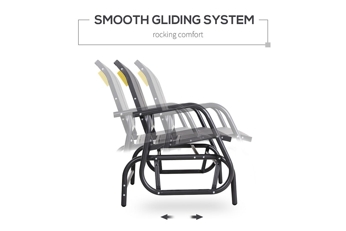 Outsunny 2-Person Outdoor Glider Bench with Power Coated Steel Frame | Grey-3