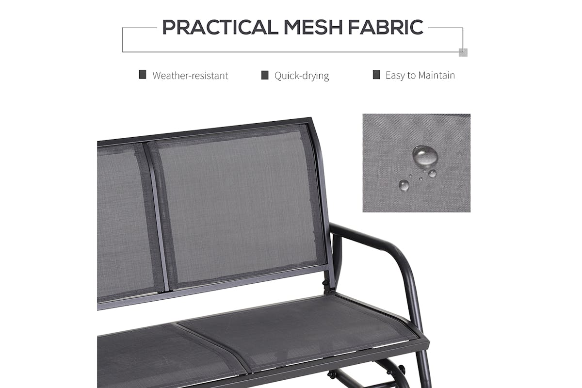 Outsunny 2-Person Outdoor Glider Bench with Power Coated Steel Frame | Grey-4