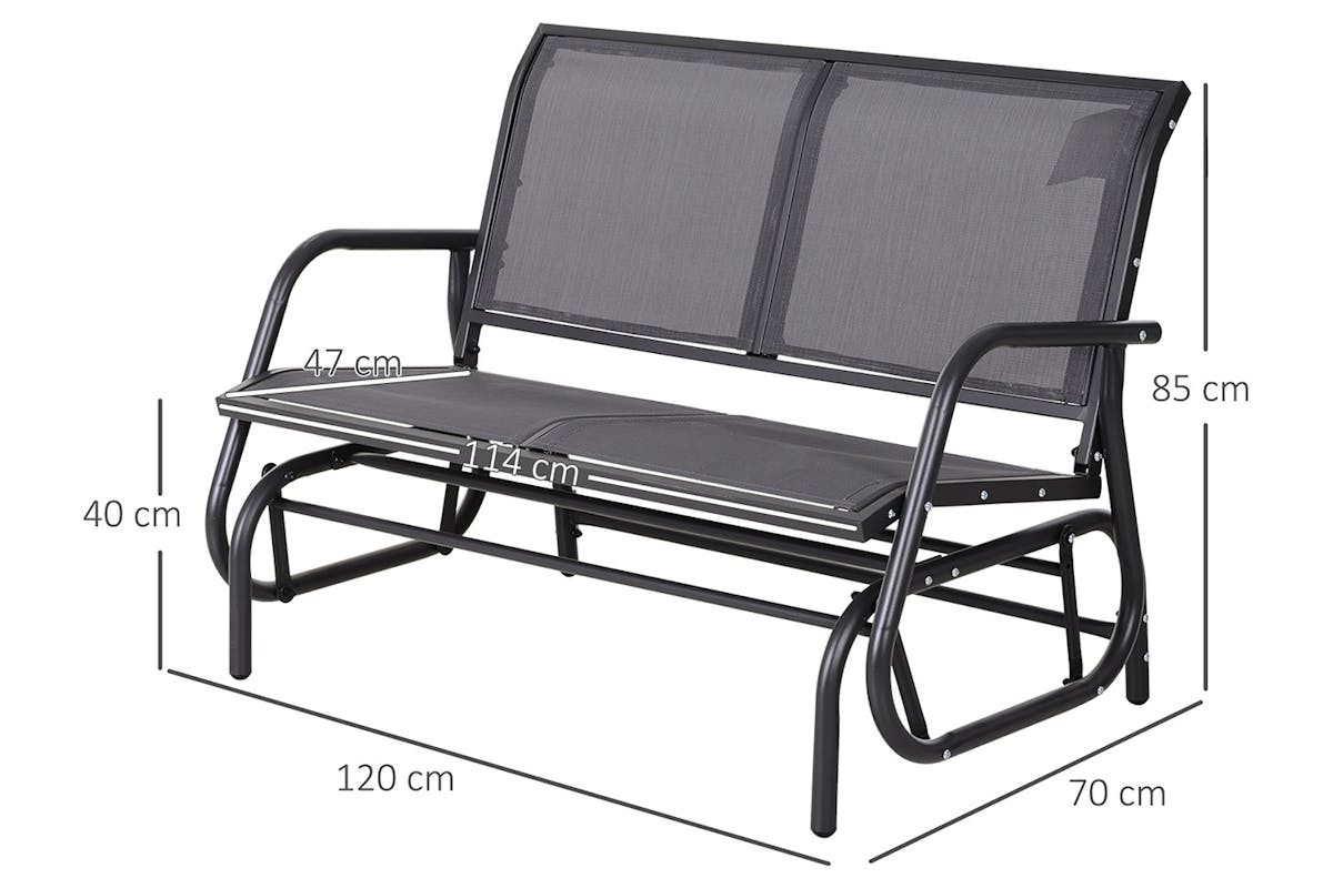 Outsunny 2-Person Outdoor Glider Bench with Power Coated Steel Frame | Grey-15