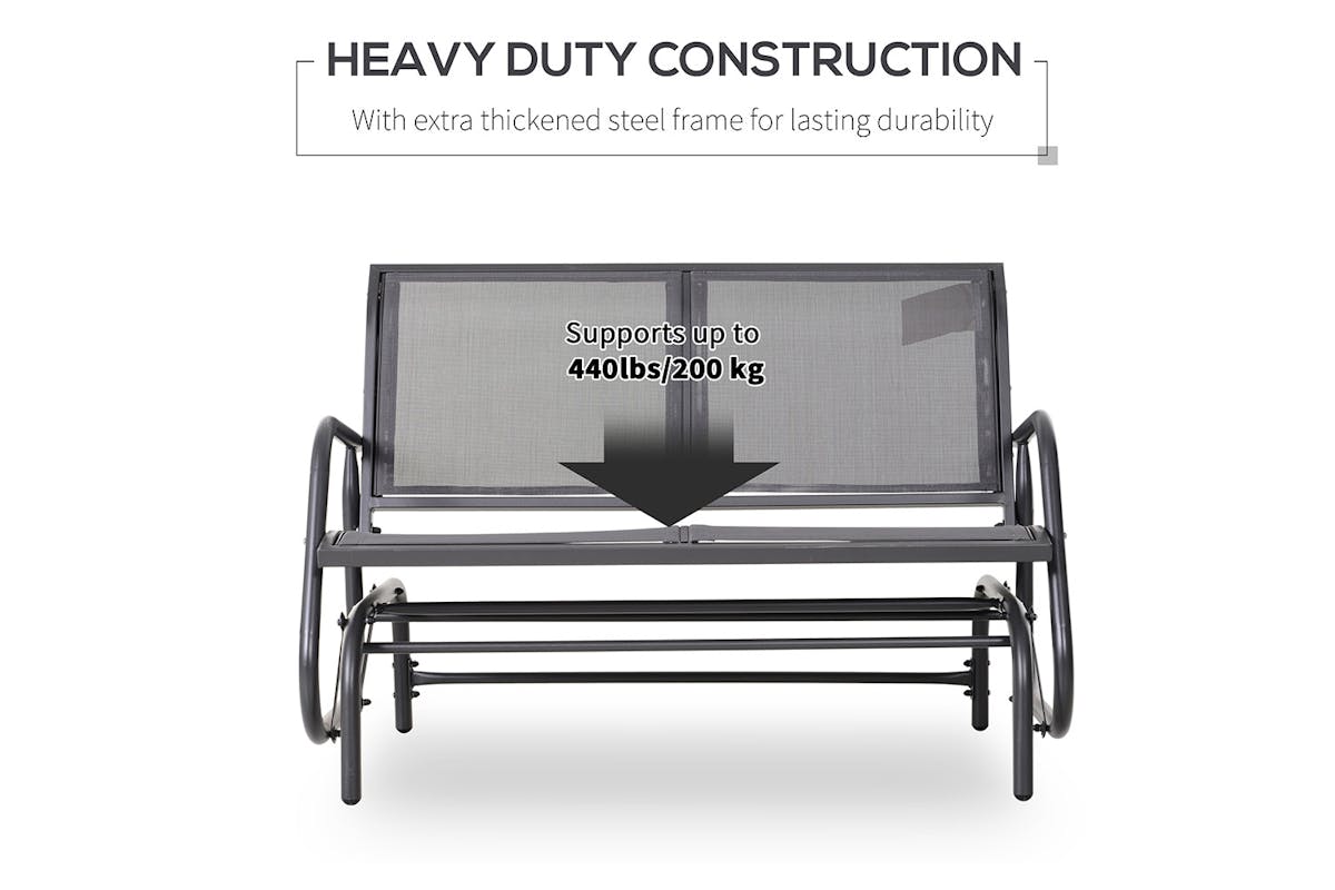 Outsunny 2-Person Outdoor Glider Bench with Power Coated Steel Frame | Grey-19