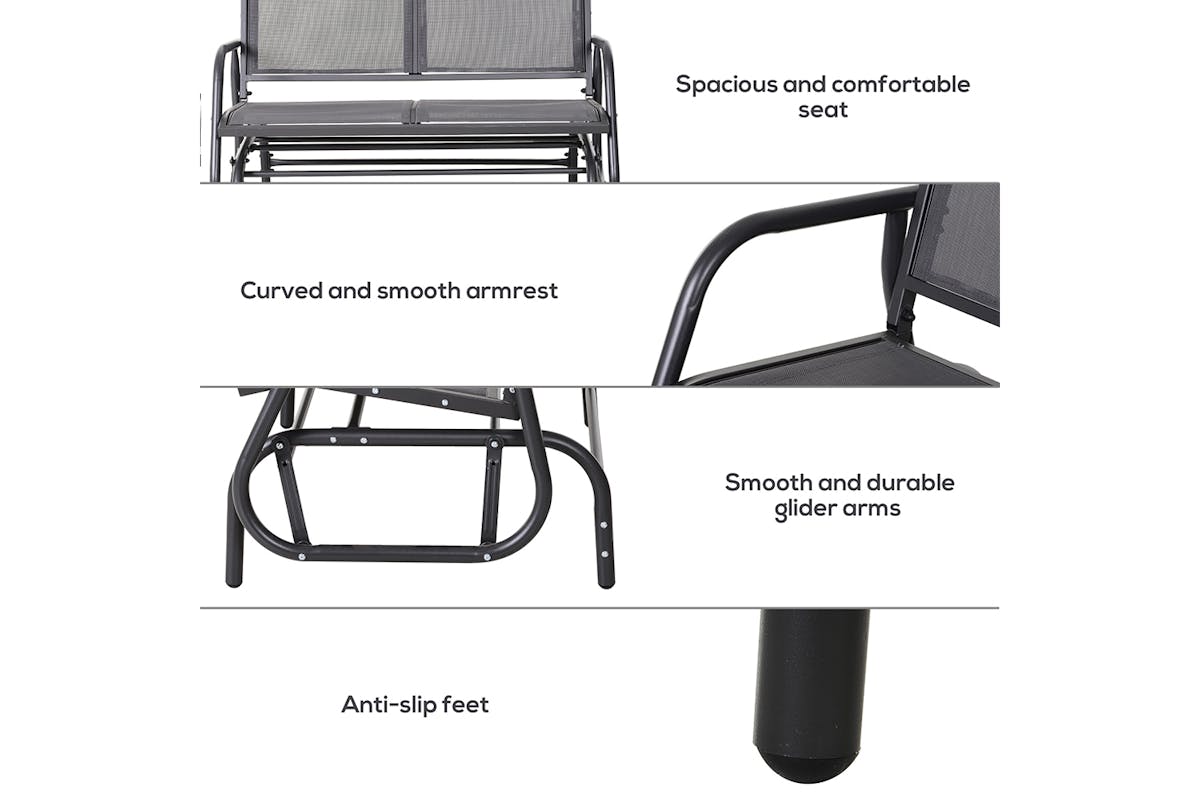 Outsunny 2-Person Outdoor Glider Bench with Power Coated Steel Frame | Grey-6