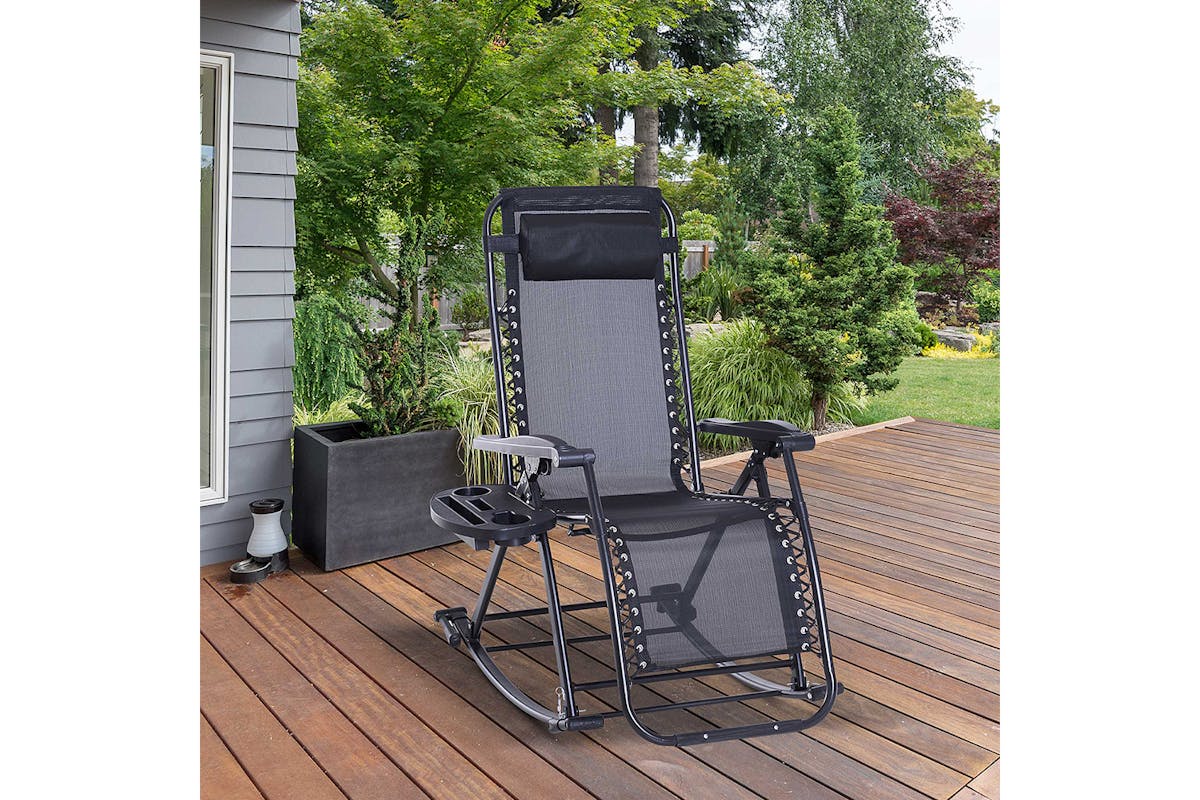 Outsunny Outdoor Folding  Rocking Chair | Black-2