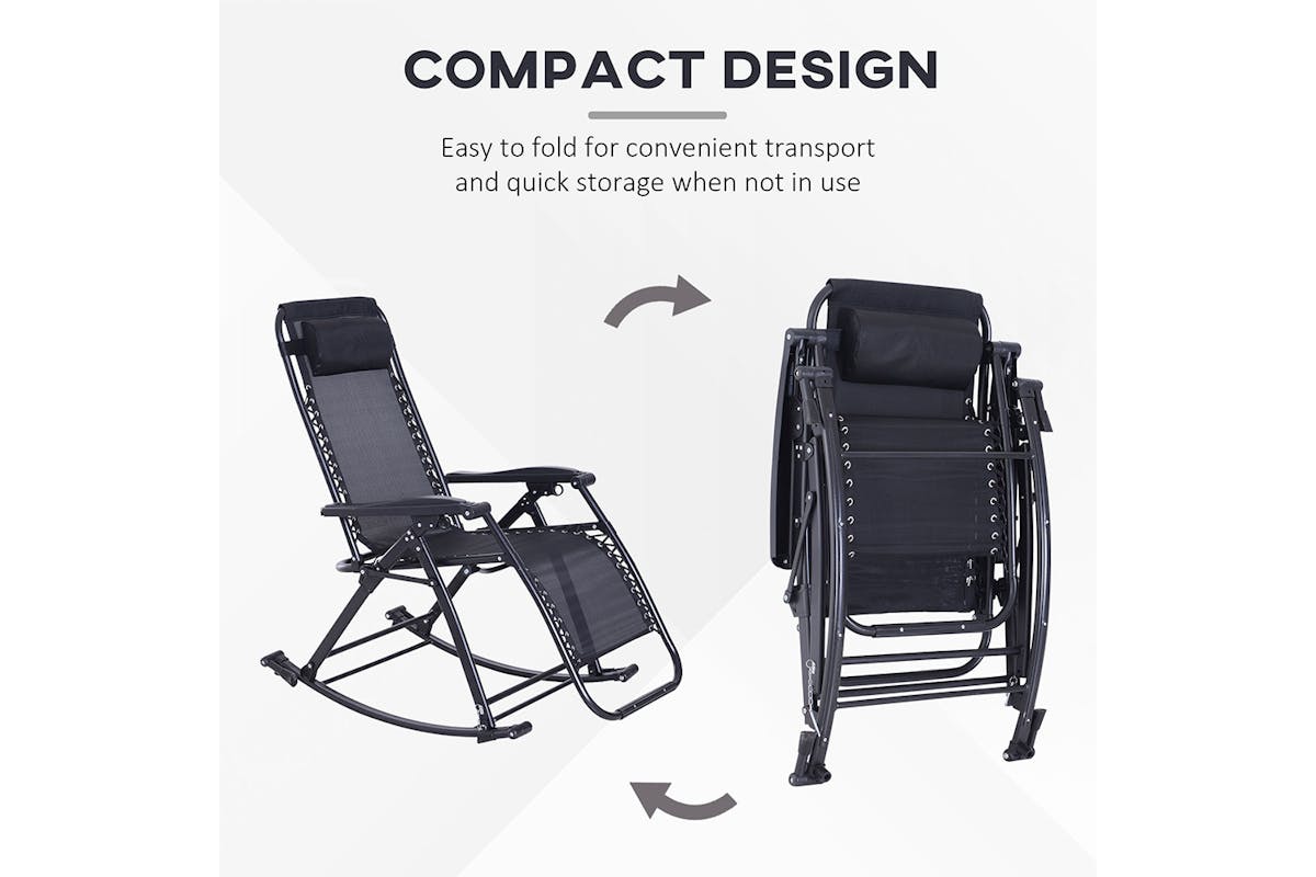 Outsunny Outdoor Folding  Rocking Chair | Black-3
