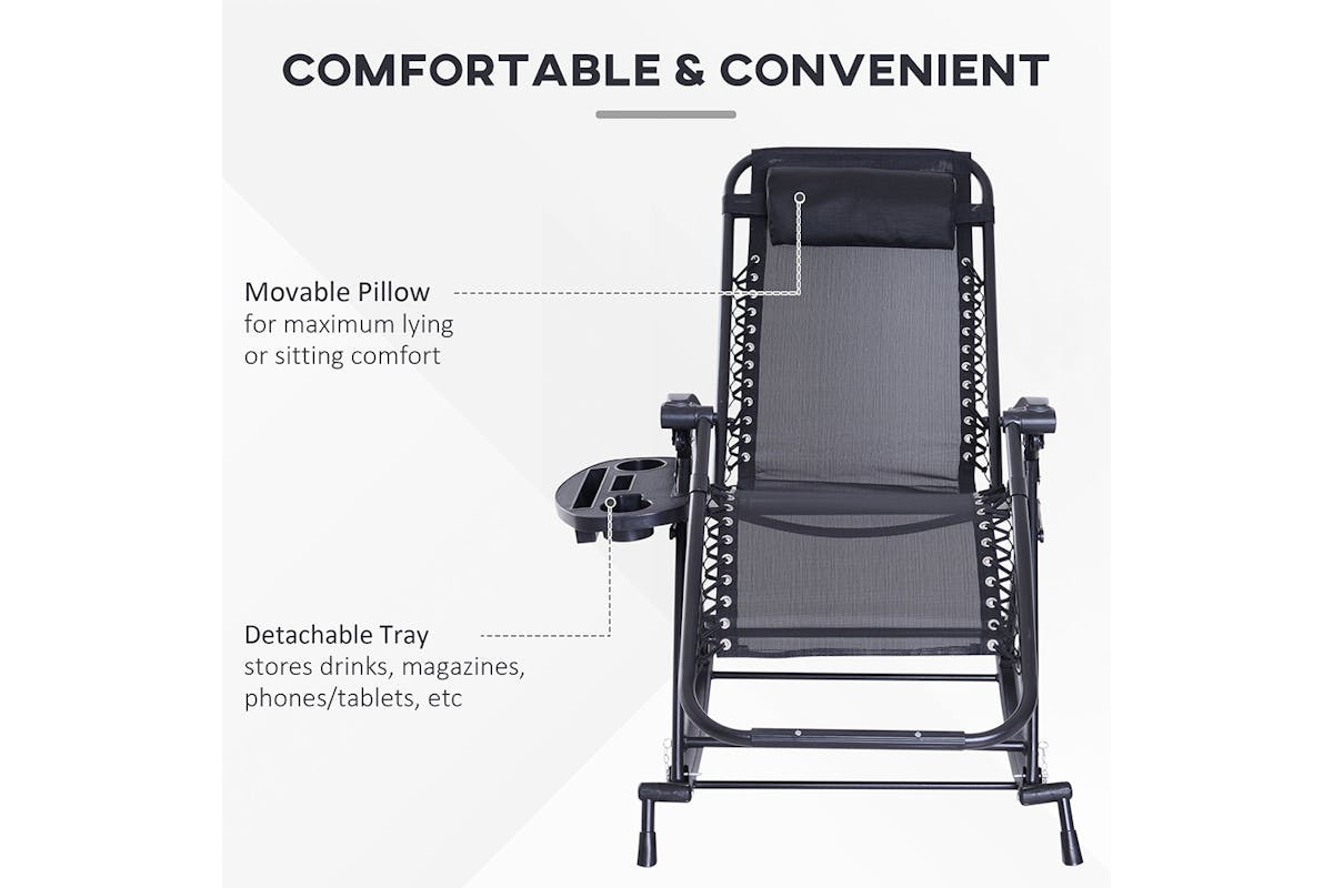 Outsunny Outdoor Folding  Rocking Chair | Black-4