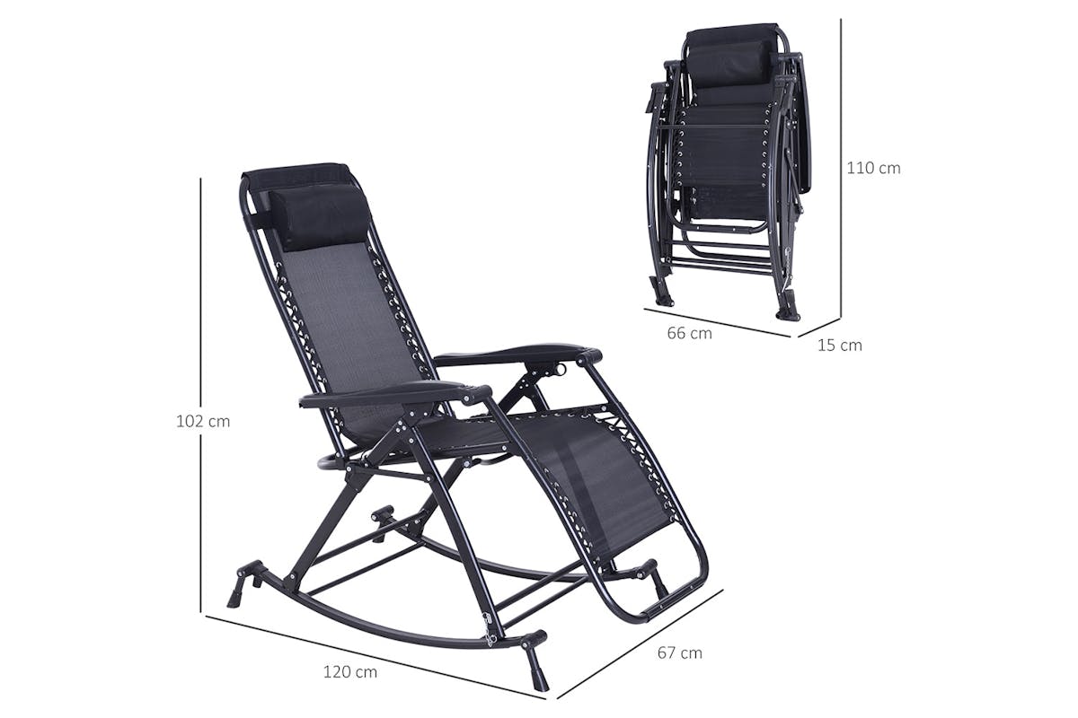 Outsunny Outdoor Folding  Rocking Chair | Black-5