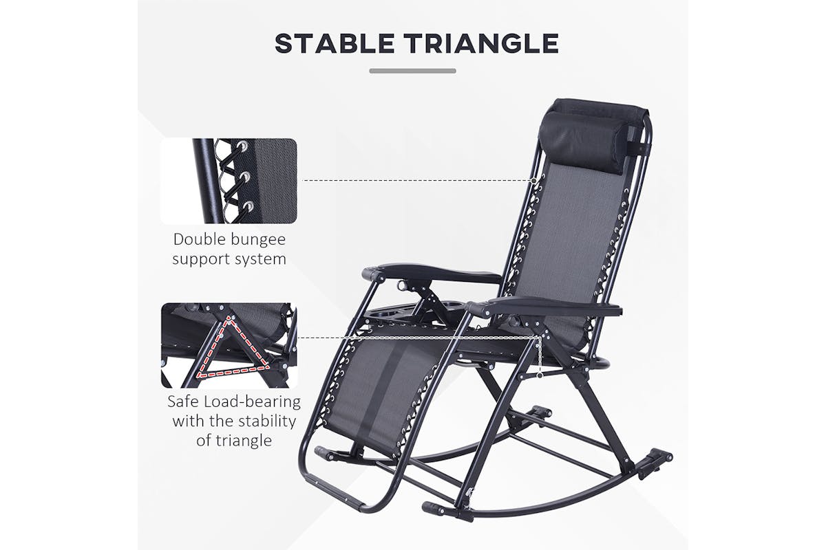 Outsunny Outdoor Folding  Rocking Chair | Black-6