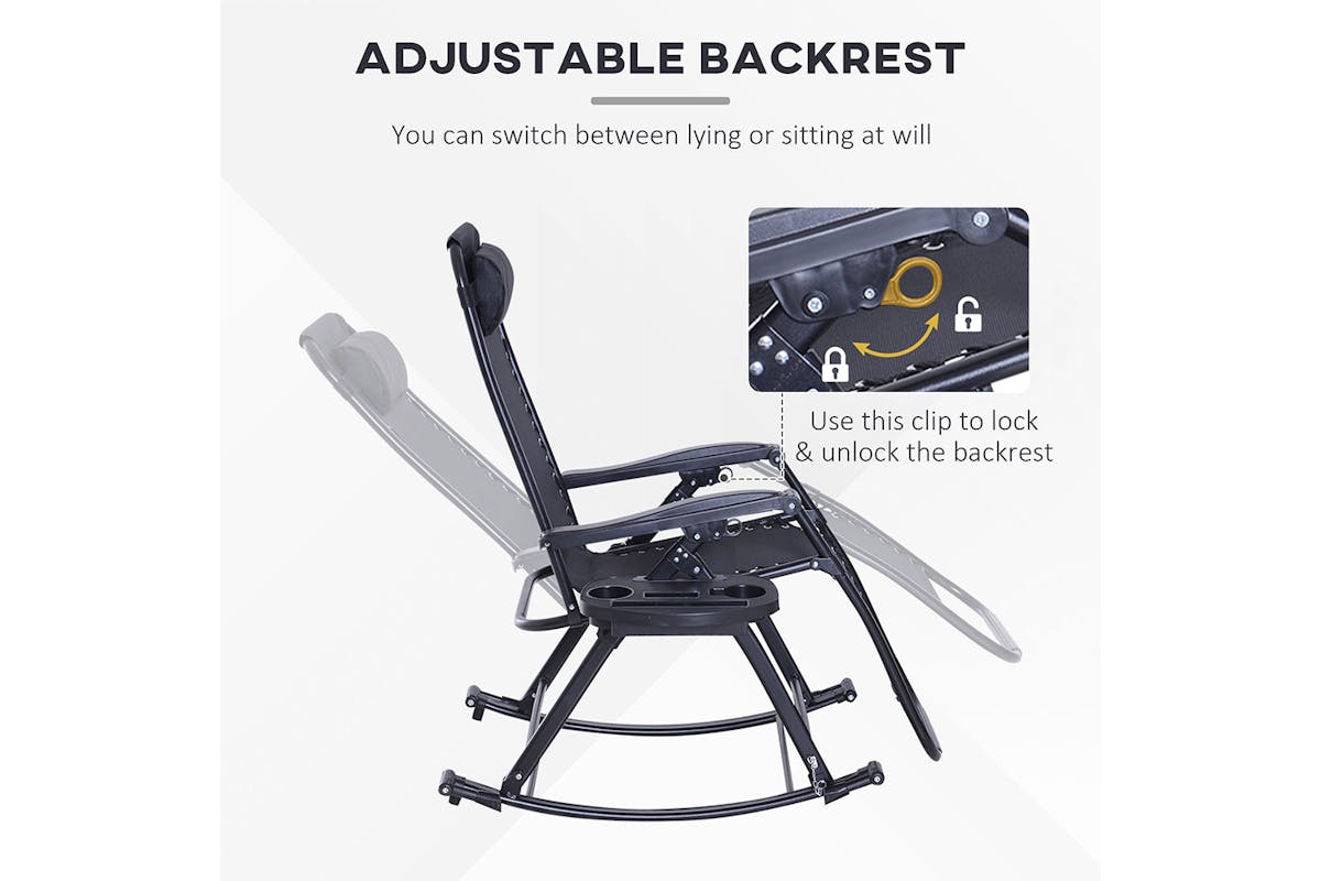 Outsunny Outdoor Folding  Rocking Chair | Black-7