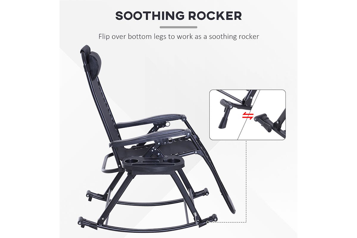 Outsunny Outdoor Folding  Rocking Chair | Black-8