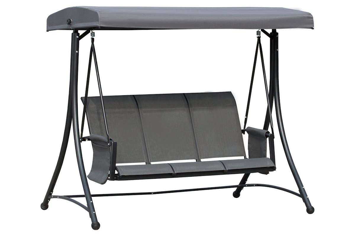 Outsunny 3 Person Steel Outdoor Swing Chair | Charcoal Grey/Black