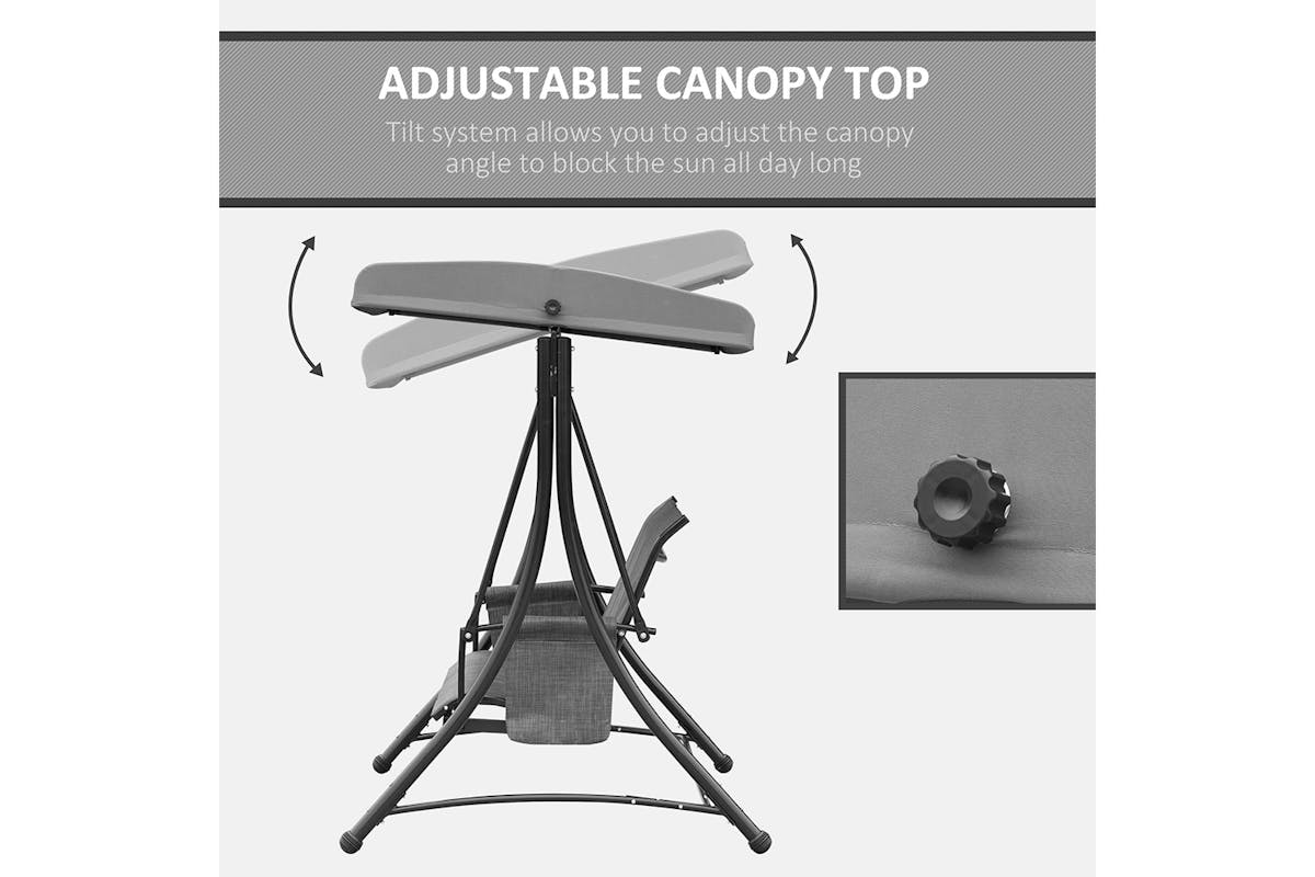 Outsunny 3 Person Steel Outdoor Swing Chair | Charcoal Grey/Black-3
