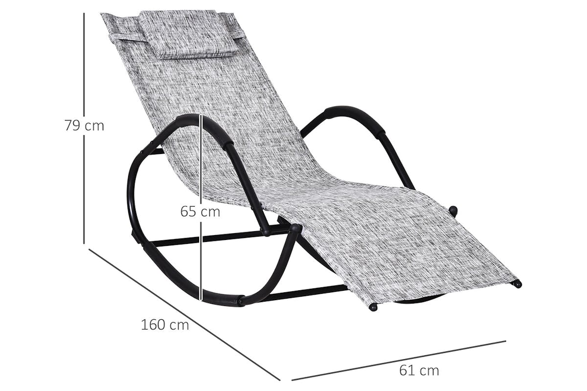Outsunny Zero Gravity Rocking Chair with Pillow | Black/Grey-5