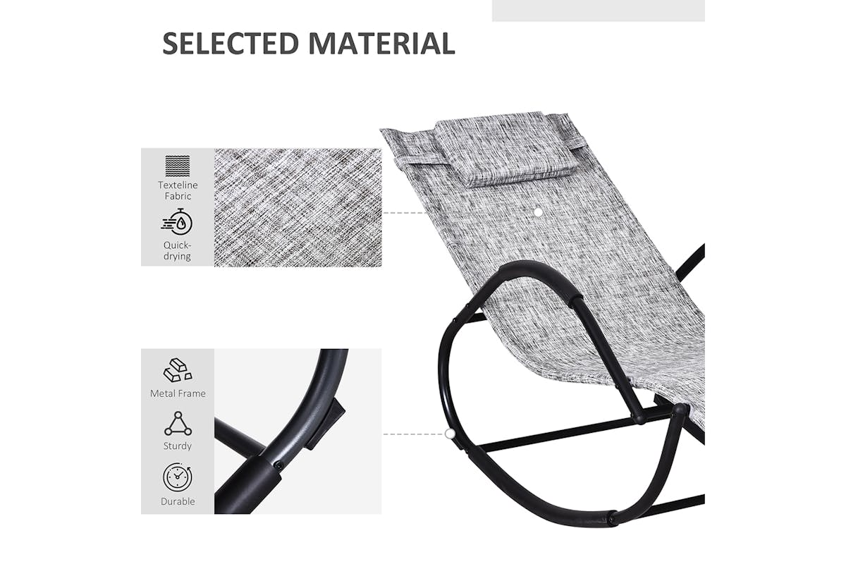 Outsunny Zero Gravity Rocking Chair with Pillow | Black/Grey-6