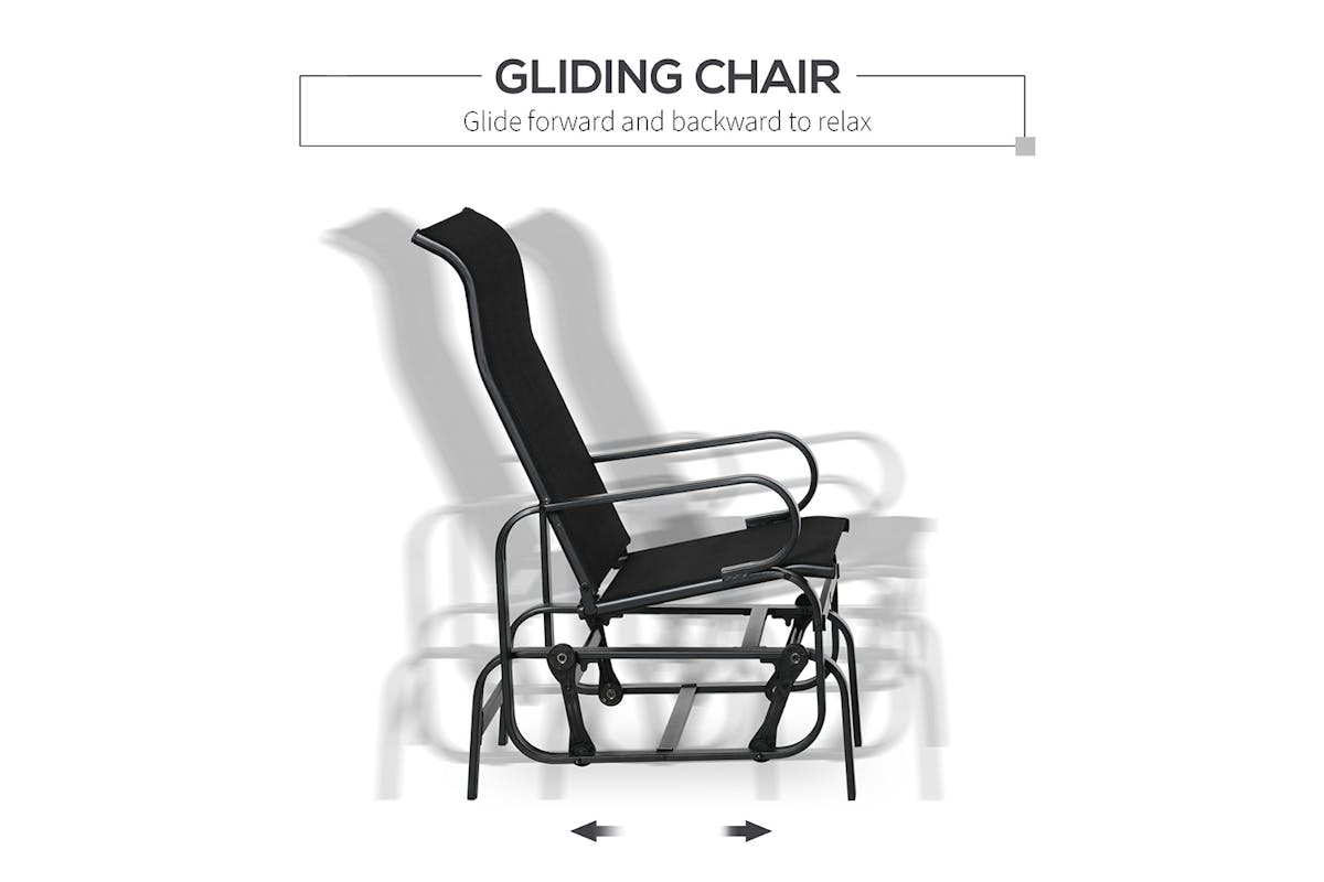 Outsunny Outdoor Glider Chair with Glass Top Table | Black-3