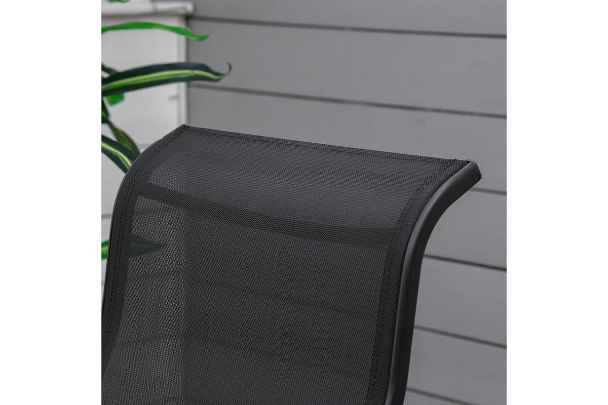 Outsunny Outdoor Glider Chair with Glass Top Table | Black-7