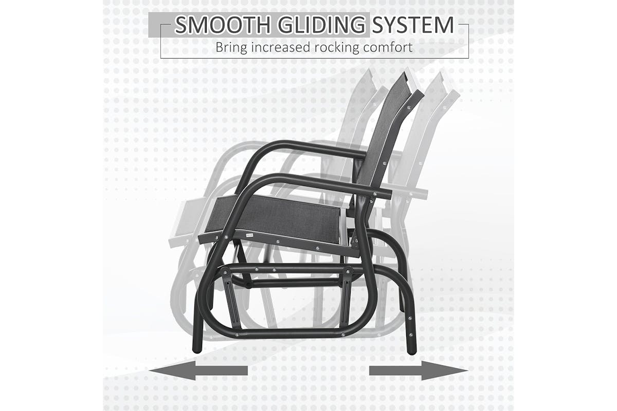 Outsunny Outdoor Glider Rocking Chair with Weather & UV Resistance | Black/Dark Grey-4