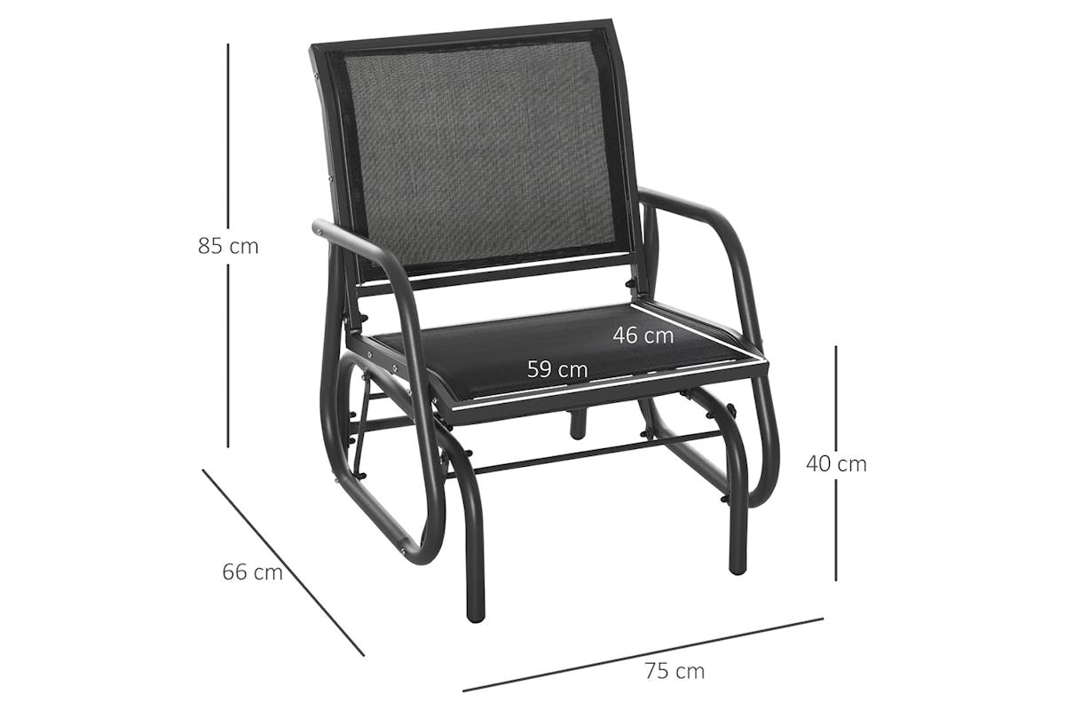 Outsunny Outdoor Glider Rocking Chair with Weather & UV Resistance | Black/Dark Grey-8