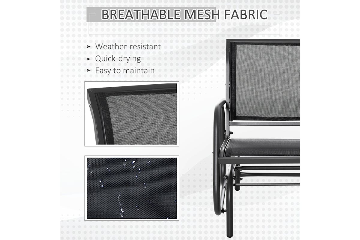 Outsunny Outdoor Glider Rocking Chair with Weather & UV Resistance | Black/Dark Grey-5