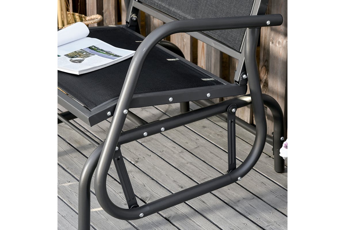 Outsunny Outdoor Glider Rocking Chair with Weather & UV Resistance | Black/Dark Grey-7
