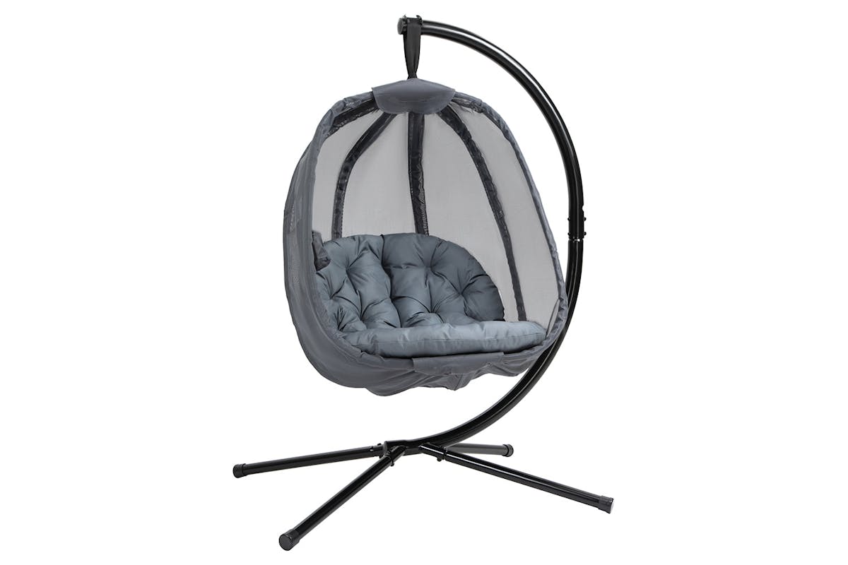 Outsunny Hanging Egg Chair with Cushion | Black/Grey