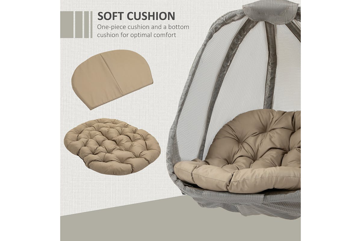 Outsunny Hanging Egg Chair with Cushion | Multi-3